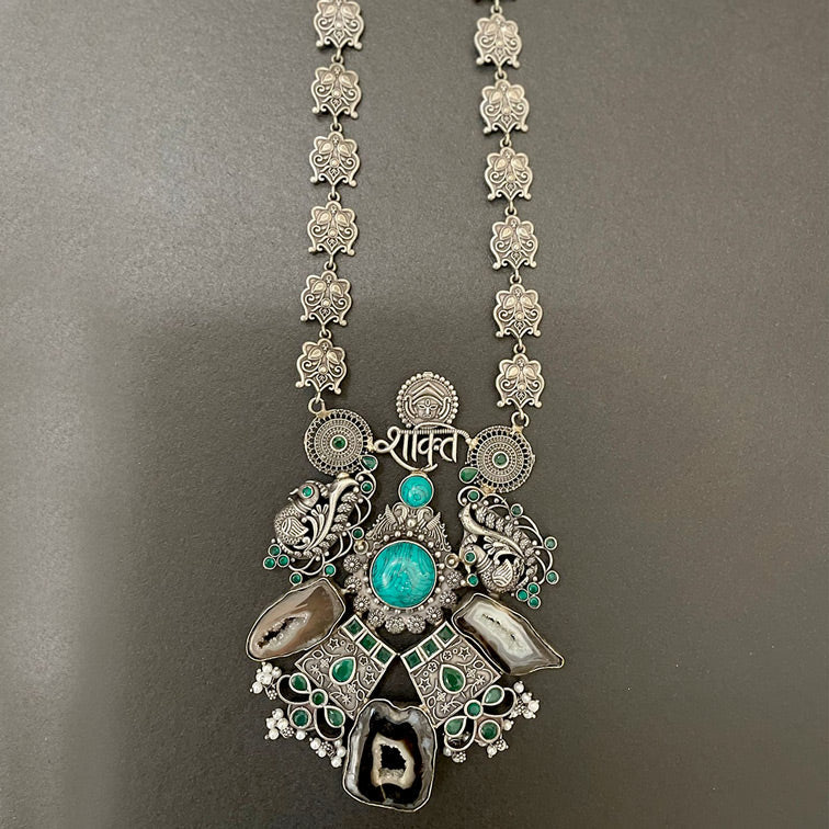 german-silver-statement-necklace-stones