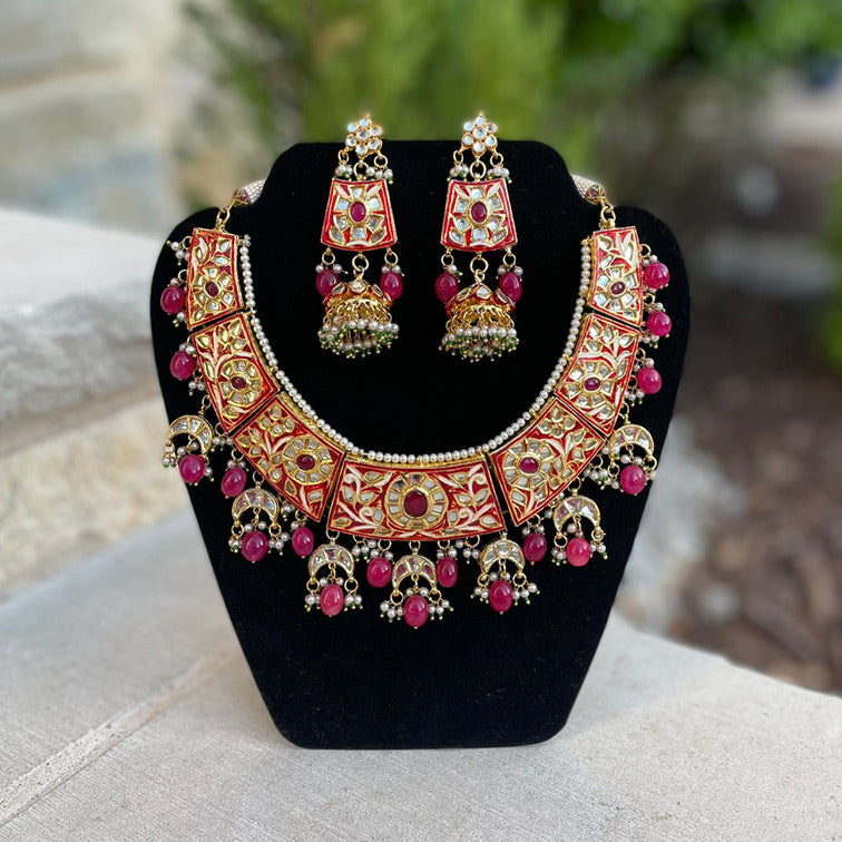 spectacular-jaipuri-meena-kundan-necklace-set